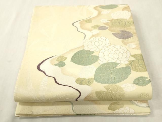 平和屋着物●六通柄袋帯　唐織　蓮　正絹　逸品　CABH6461dy