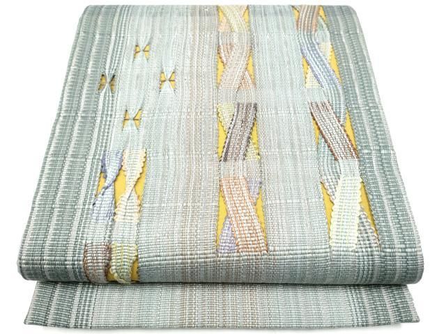平和屋着物●太鼓柄袋帯　幾何学文様　銀糸　正絹　逸品　CABH5094hy