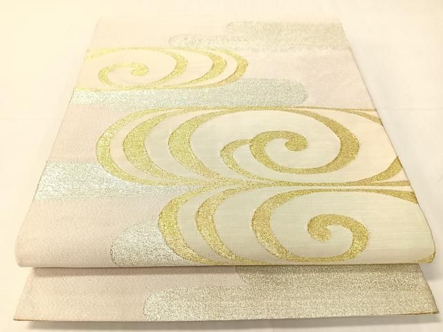 平和屋着物●爪掻き本綴れ 太鼓柄袋帯 流水文 金銀糸 正絹 逸品 CABH4617vp