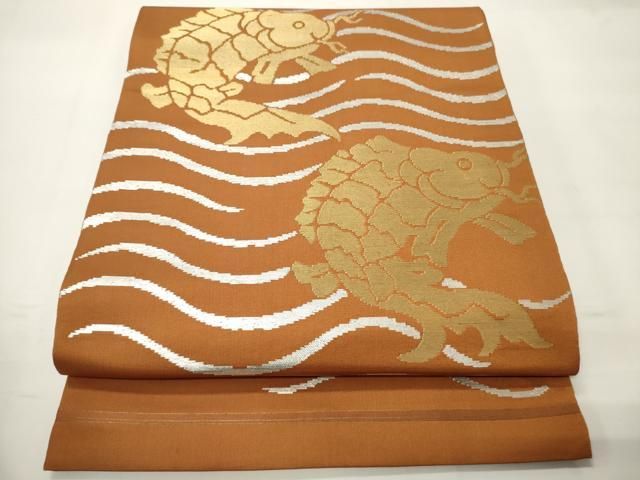 平和屋着物●六通柄　本袋帯　荒磯　金銀糸　正絹　逸品　CABF0340ak