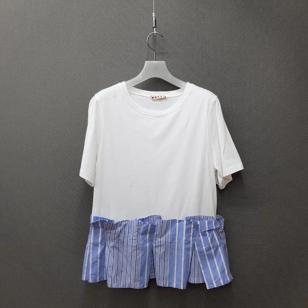 マルニ ストライプ レイヤード フリル 半袖 Tシャツ 14サイズ