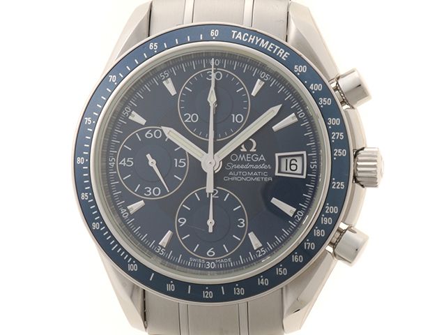 OMEGA オメガ ウォッチ スピードマスター デイト クロノ 時計 3212.80 腕時計 ステンレス ブルー 自動巻き ブルー文字盤 メンズ【中古】436