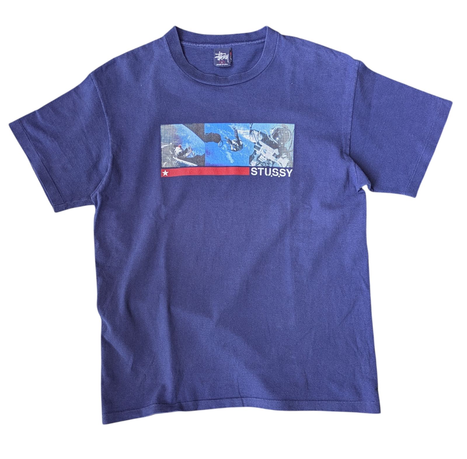 90s STUSSY　ステューシーTシャツ　アメリカ製　Astronaut(宇宙飛行）