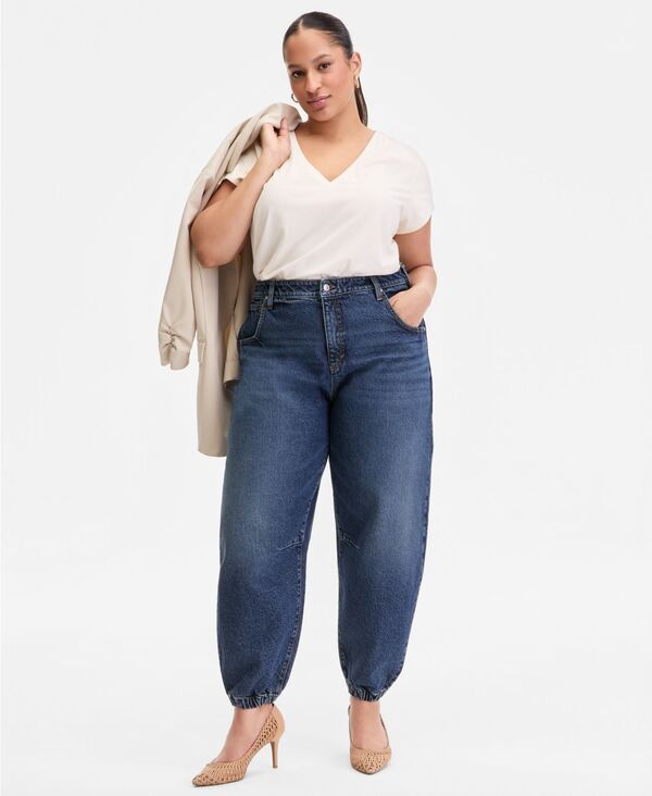 アイエヌシー インターナショナル コンセプト レディース ボトムス デニムパンツ アンクル ジーンズ INC International Concepts Womens HighRise BarrelLeg Ankle Jeans Cori Wash