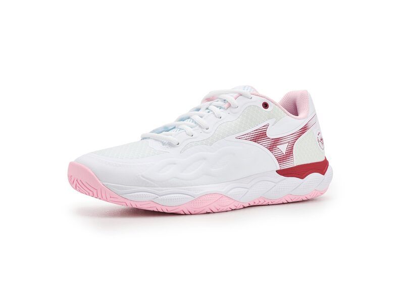 ミズノ レディース シューズ スニーカー Mizuno Wavenforce Court AC WhitePinkesque ホワイト