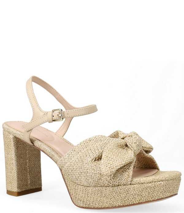 ペレモーダ レディース シューズ サンダル ヒール Pelle Moda Penni Raffia Bow Block Heel Dressandals Natural