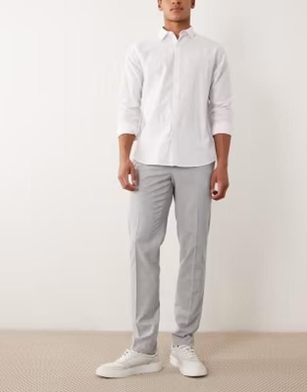 マンゴ メンズ ボトムス カジュアルパンツ スリムフィット Mango Parisuper slim fit suit pants in stone part of a set STONE ストーン