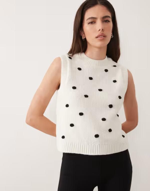 エイソス レディース トップス タンクトップ ドット柄 ドット ニット ASOS DESIGN knit polka dotank top in mono spot Mono spot ドット