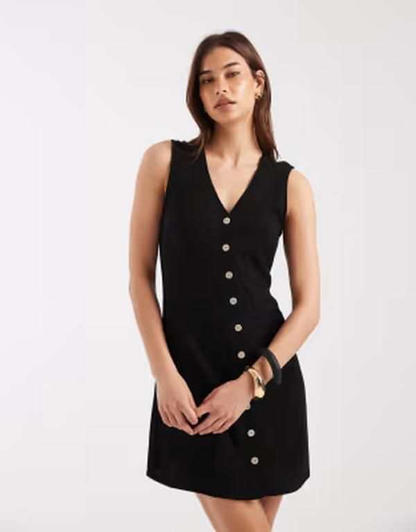 オンリー レディース トップス ワンピース ミニ ノースリーブ リネン ONLY sleeveless linen blend mini dress Black ブラック