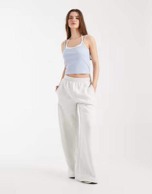 コットンオン レディース ボトムス カジュアルパンツ ワイドレッグ スウェットパンツ フリース Cotton fleece wide leg sweatpants in cloudy grey グレー