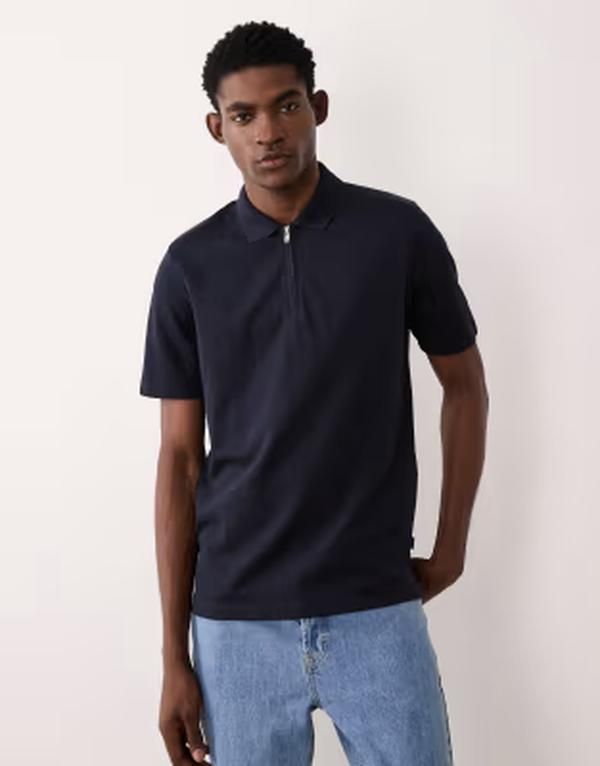 ジャック アンド ジョーンズ メンズ トップス ポロシャツ Jack Jones Premium zipolo top Night Sky ネイビー