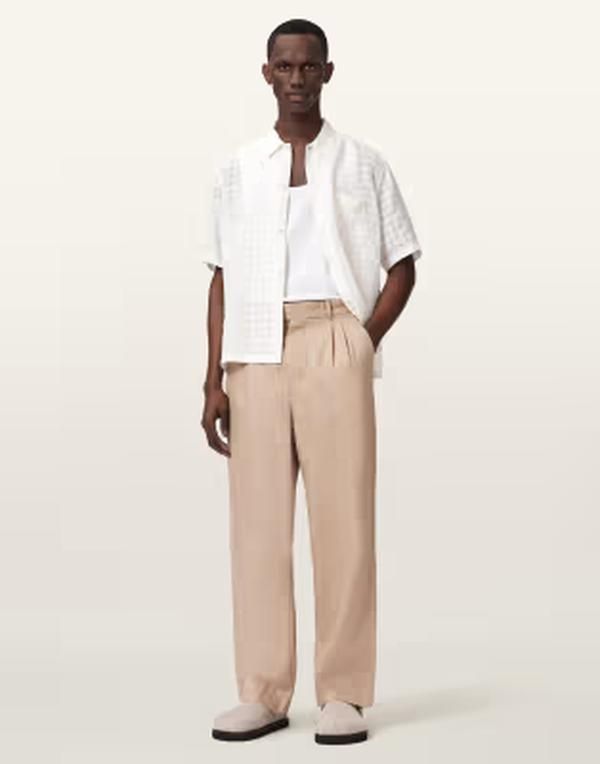 オールセインツ メンズ ボトムス カジュアルパンツ AllSaints Roland tailored pants beige ベージュ