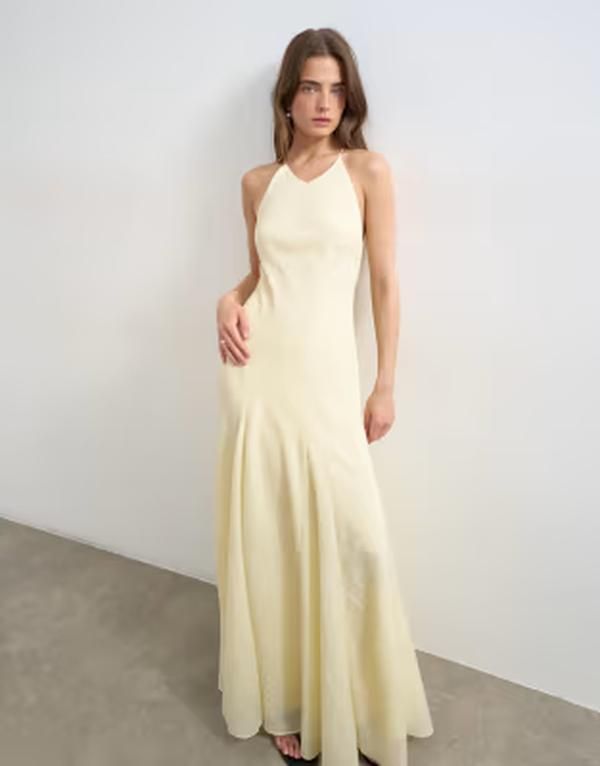 トップショップ レディース トップス ワンピースカート マキシ Topshop cut away racer neck full skirt maxi dress in buttermilk