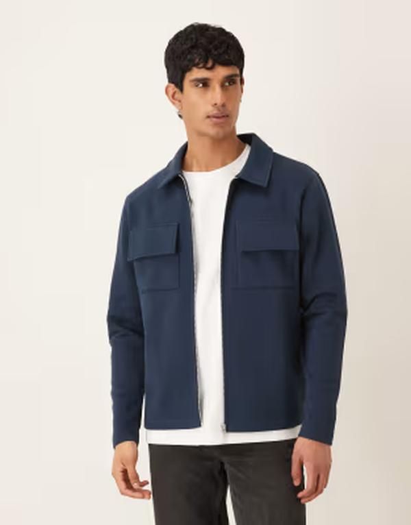 エイソス メンズ アウター ジャケット・ブルゾン ASOS DESIGN shacket with chest pockets NAVY ネイビー 15,185円