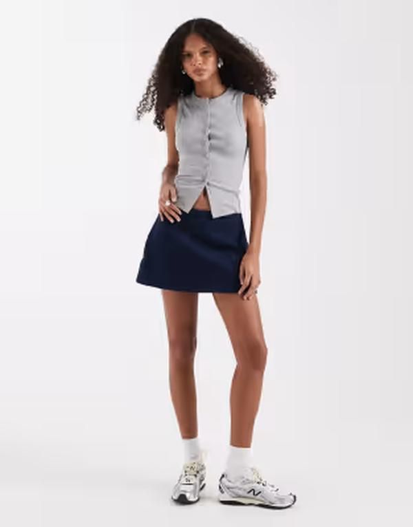 エイソス レディース ボトムスカート ミニ デニム ASOS DESIGN denimini skort in rich rinse RICH RINSE デニム