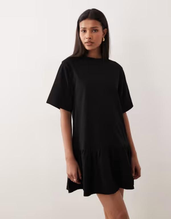 エイソス レディース トップス ワンピース ミニ ASOS DESIGN drop waist mini dress Black ブラック