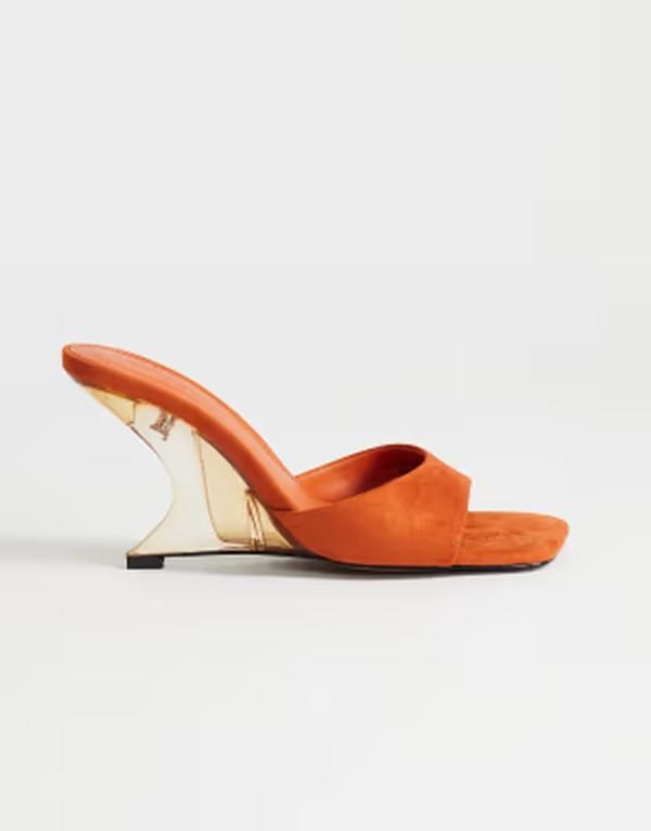 トップショップ レディース シューズ サンダル ヒール Topshop Esme mules with clear wedge heel in orange Burnt orange オレンジ