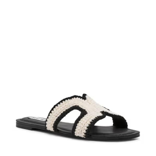 スティーブ マデン レディース シューズ サンダル Steve Madden Zarnia flat sandals with cream raffia Creamblack クリーム