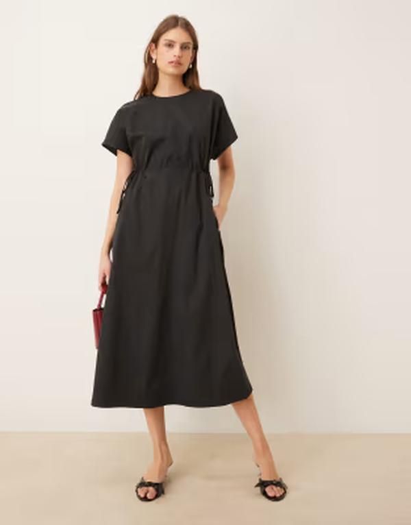 スリードベア レディース トップス ワンピース ミディ Threadbare midi dress with elastic waist Black ブラック