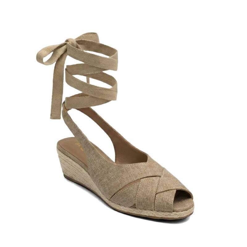 エアロソールズ レディース シューズ パンプス サンダル アンクル リネン Aerosoles Roberta Womens Linen Wedge Sandals With Ankle Wrap Dark Linen