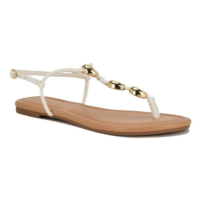 ナインウェスト レディース シューズ サンダル Nine West Bello Womens Round Toe Casual Flat Sandals White ホワイト