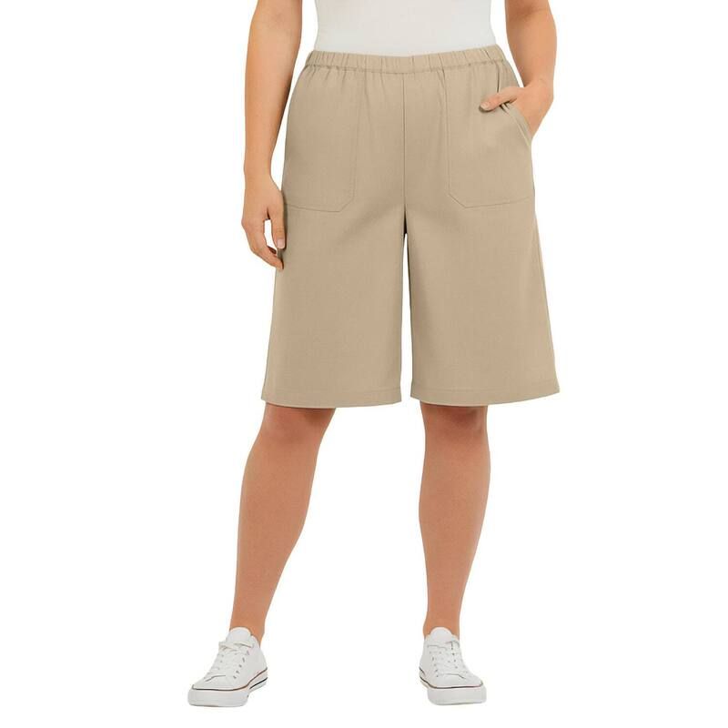 ロアマンズ レディース ボトムス ハーフパンツ・ショーツ プラスサイズ ショートパンツ リネン Roamans Womens Plusize LinenBlend PullOn Elastic Waist Shortsandy Beige ベージュ