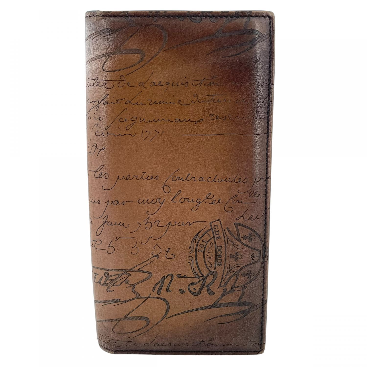 【中古】 Berluti ベルルッティ サンタル カリグラフィ 二つ折り長財布 ロングウォレット ブラウン メンズ 25031767 KJ
