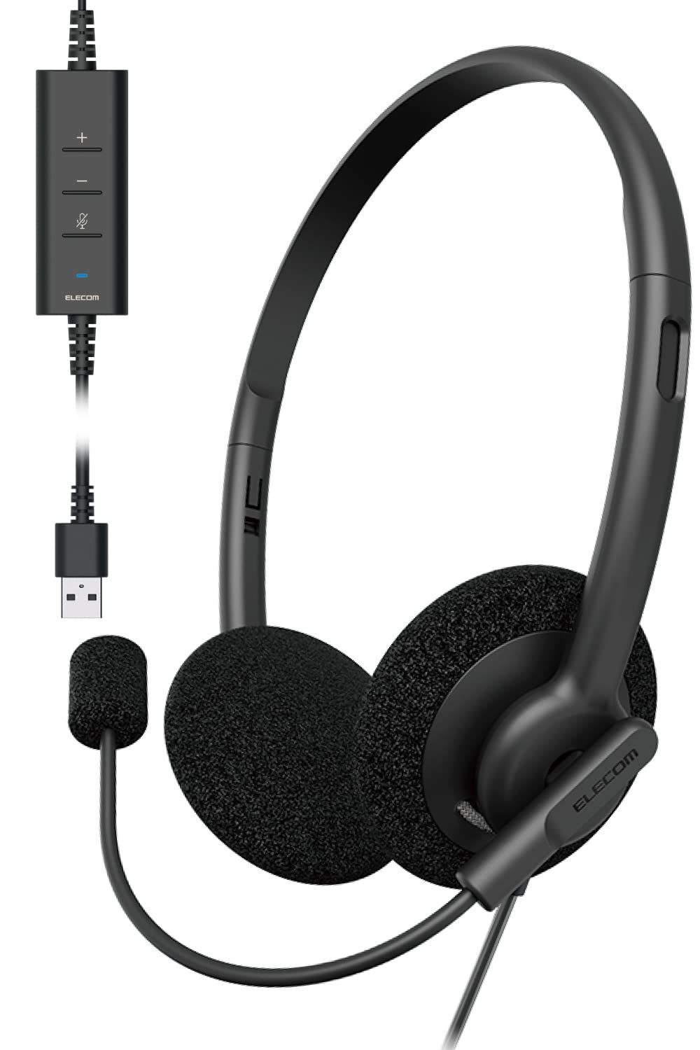 エレコム ヘッドセット 有線 USB接続 デュアルマイクノイズリダクション マイク左右使用可能 軽量 ミュート・音量調節付き USB-A 両耳 ブラック HS-HP103UNCBK [ブラック] [スタンダード/軽量] [両耳] [ヘッドホン]