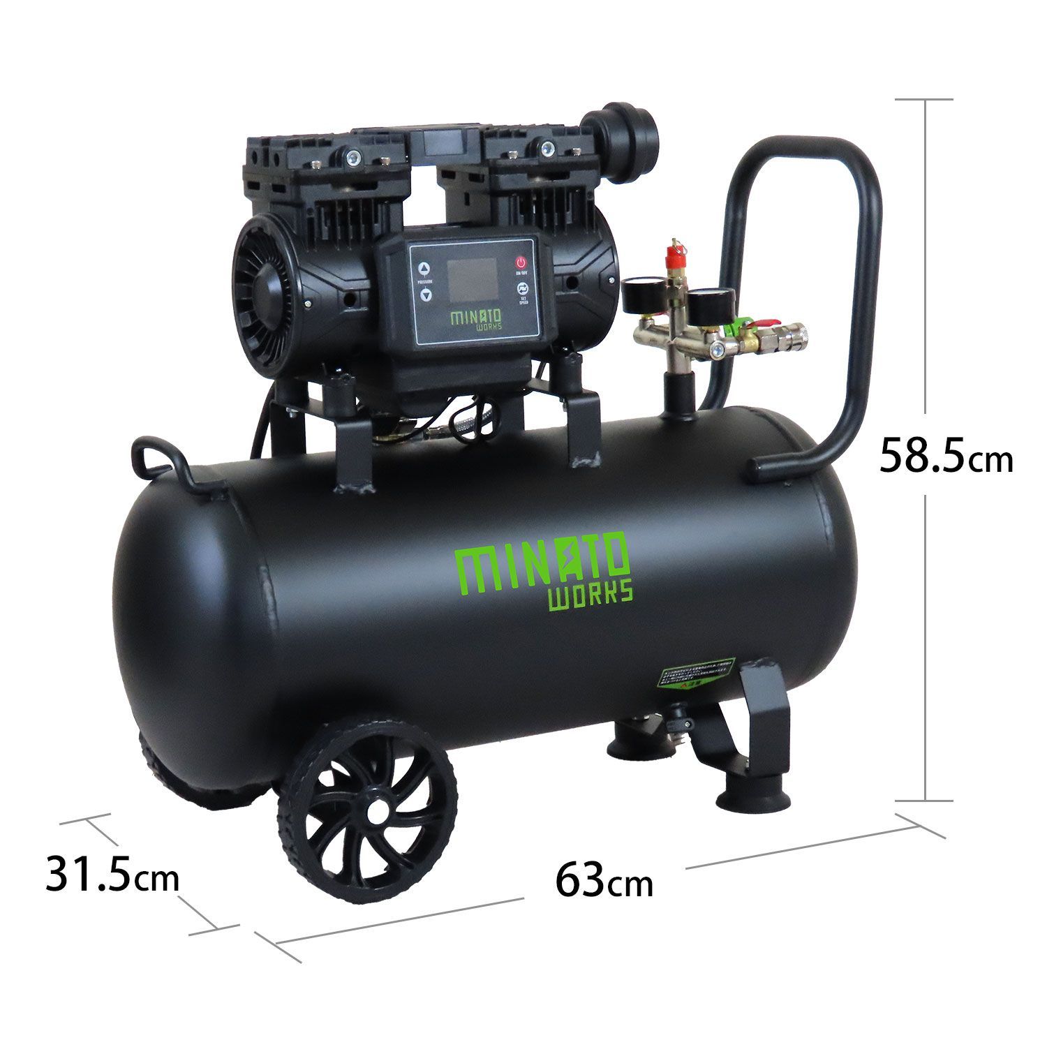 【公式】ミナト エアコンプレッサー デジタル制御＋高性能DCブラシレスモーター搭載型 100V 30L オイルレス CP-30DX [エアーコンプレッサ 静音 コンパクト エア工具 DIY]