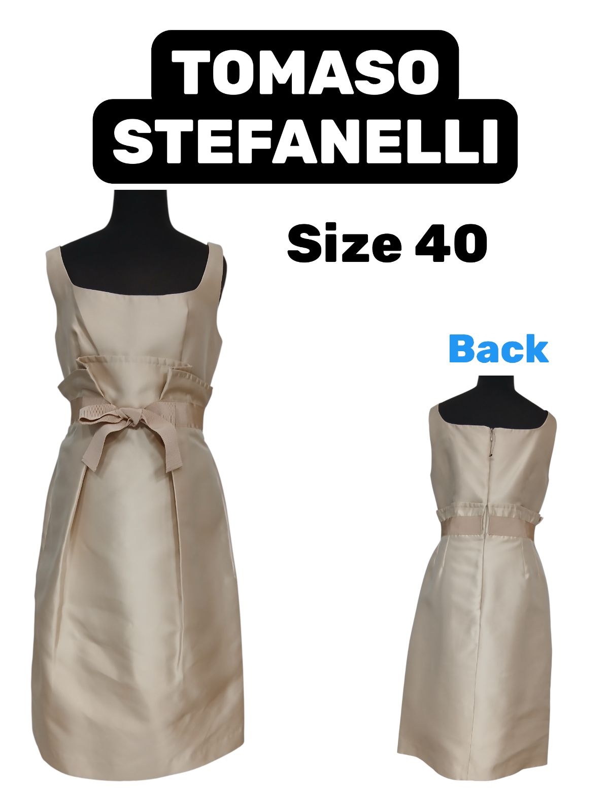 TOMASO Stefanelli ノースリーブ ワンピース ベージュ バックリボン 40