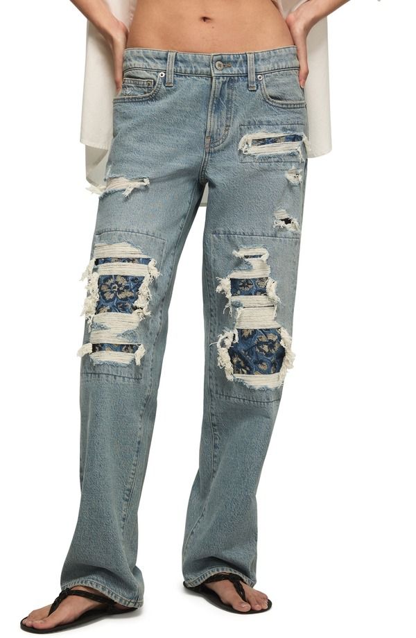 ラッキーブランド レディース ボトムス デニムパンツ ジーンズ Lucky Brand Lucky Legend Ripped Repaired Baggy Jeanskipping Flowers Wash