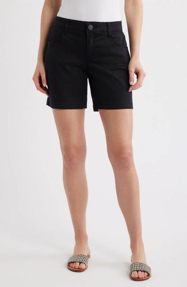 ウィットウィズダム レディース ボトムス ハーフパンツ・ショーツ ショートパンツ Wit Wisdomid Length Stretch Twill Shorts Black ブラック