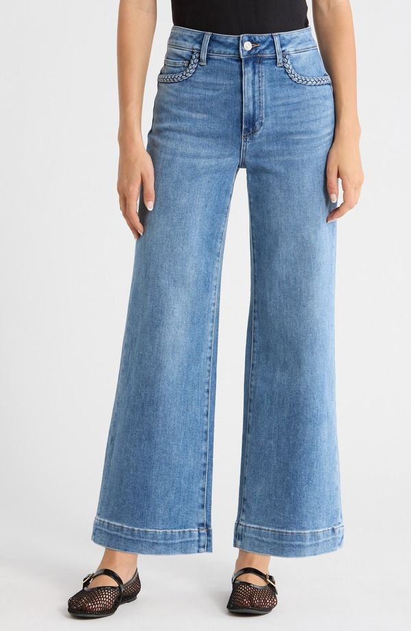ペイジ レディース ボトムス デニムパンツ ワイドレッグ ハイウエスト アンクル ジーンズ PAIGE Anessa Braided Pocket High Waist Ankle Wide Leg Jeans Encino