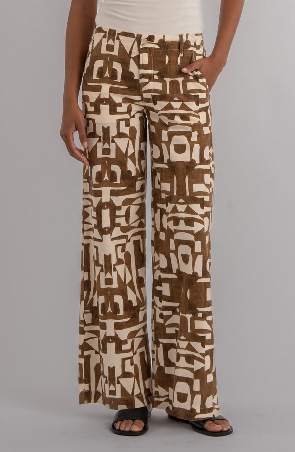 カットフロムザクロス レディース ボトムス レギンス ワイドレッグ ハイウエスト プリント パンツ KUT from the Kloth Meg Print High Waist Wide Leg Pants Wood