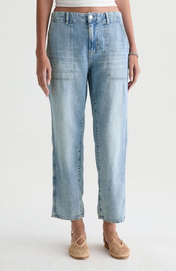 エージー レディース ボトムス デニムパンツ ストレート アンクル ジーンズ AG Analeigh Ankle Straight Leg Workwear Jeans Wine Garden ワイン
