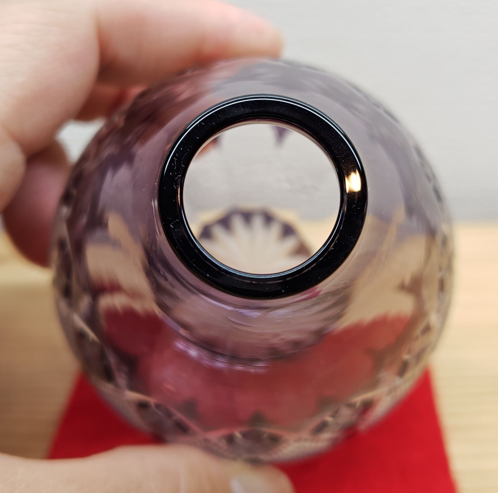 逢絢亭・新品】茶道具 茶箱用品 振出し 江戸切子 江戸紫 東太武朗 紙箱
