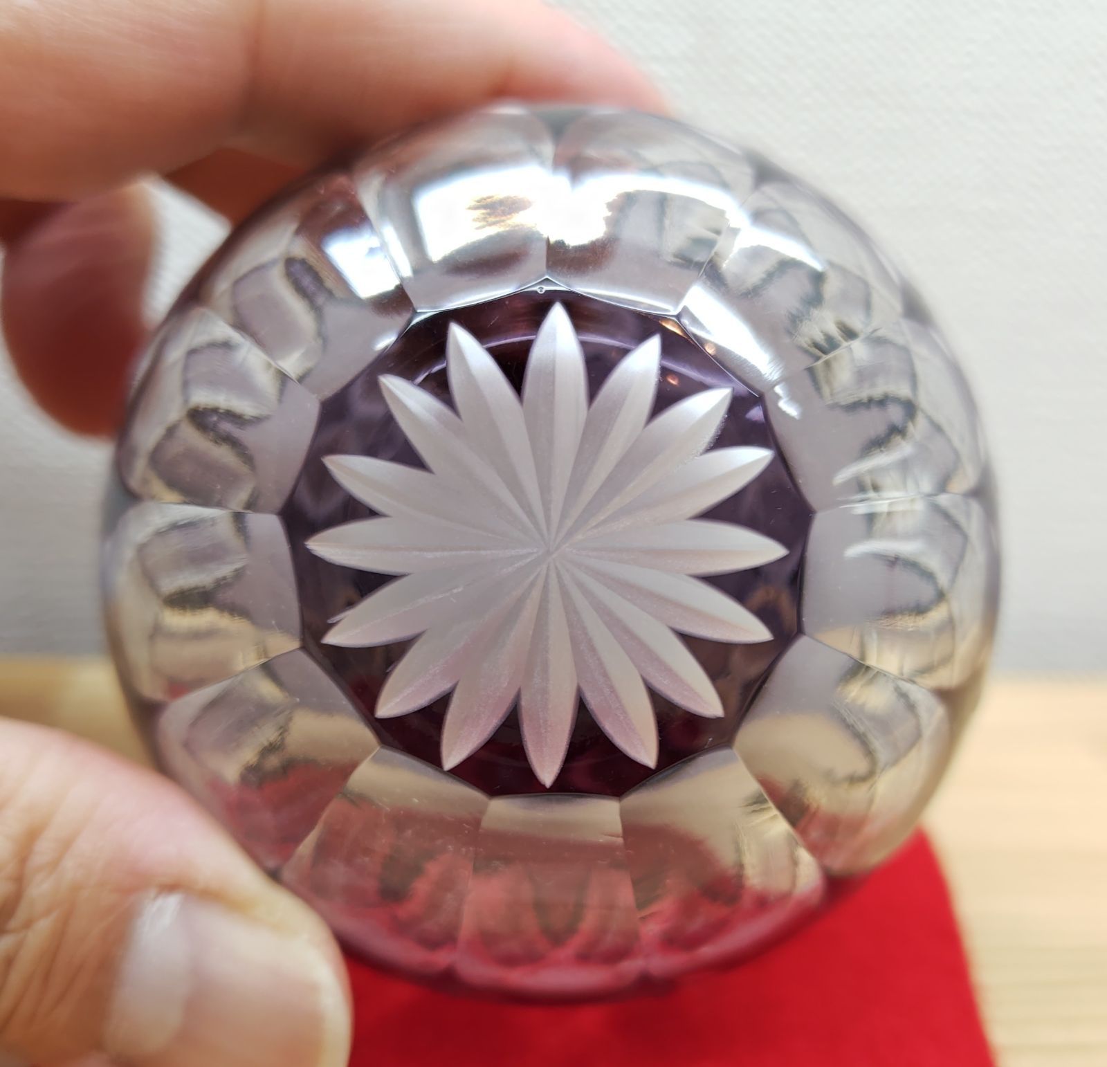 逢絢亭・新品】茶道具 茶箱用品 振出し 江戸切子 江戸紫 東太武朗 紙箱
