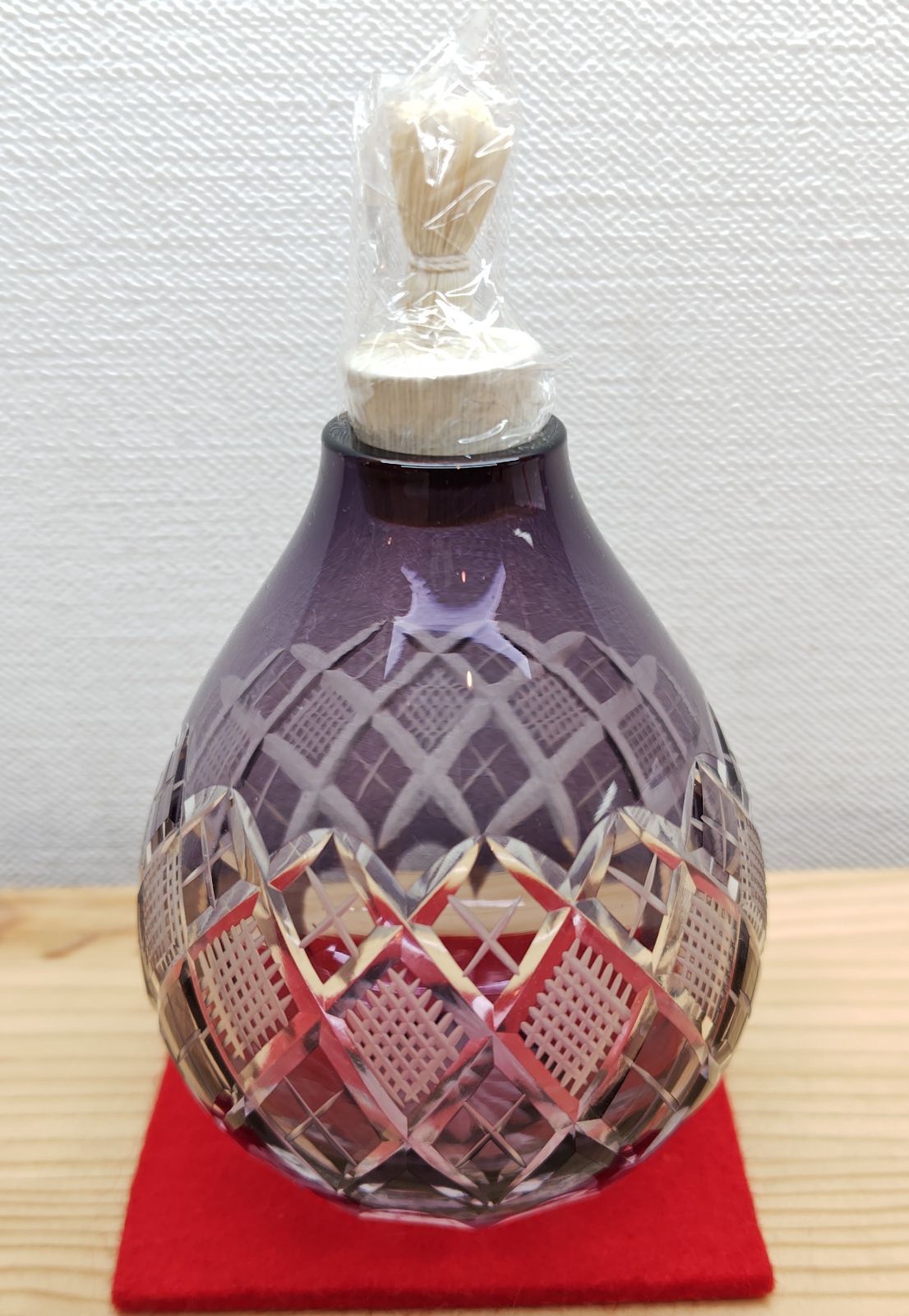 逢絢亭・新品】茶道具 茶箱用品 振出し 江戸切子 江戸紫 東太武朗 紙箱