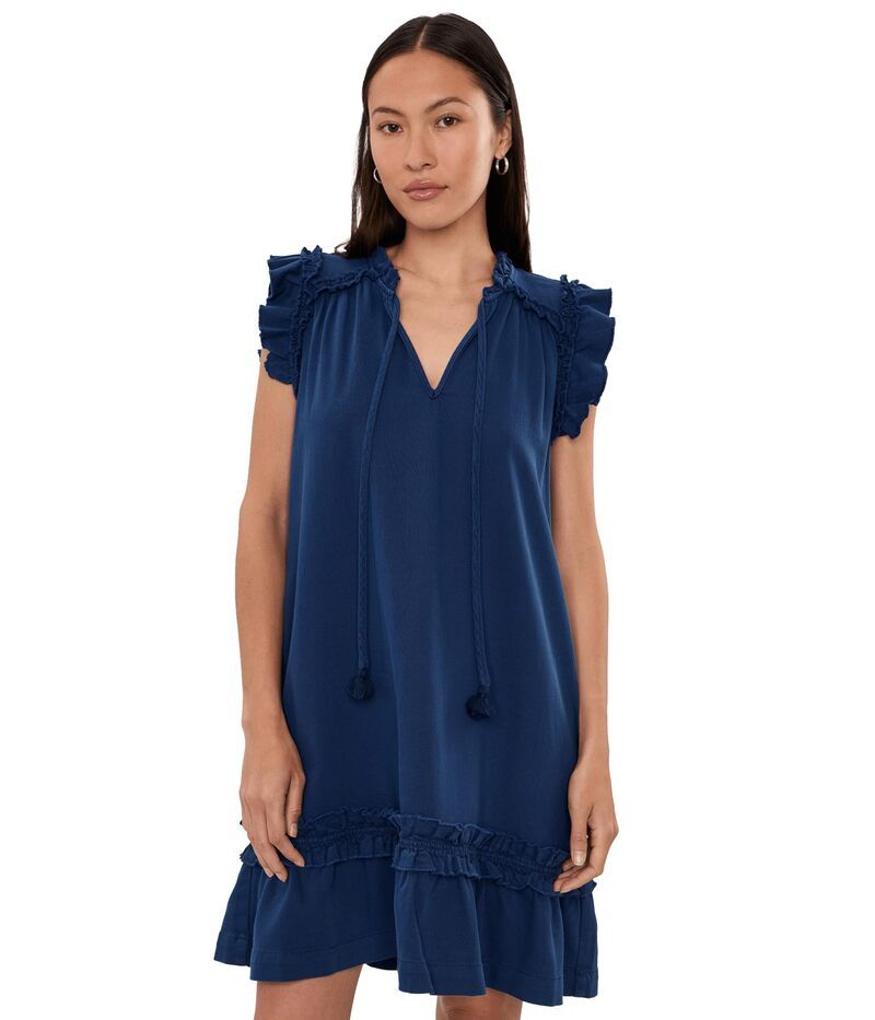 リヴァプール ロサンゼルス レディース トップス ワンピース プチ フリル Liverpoolos Angeles Petite Flutter Sleeve Ruffledress Lakeside Navy ネイビー
