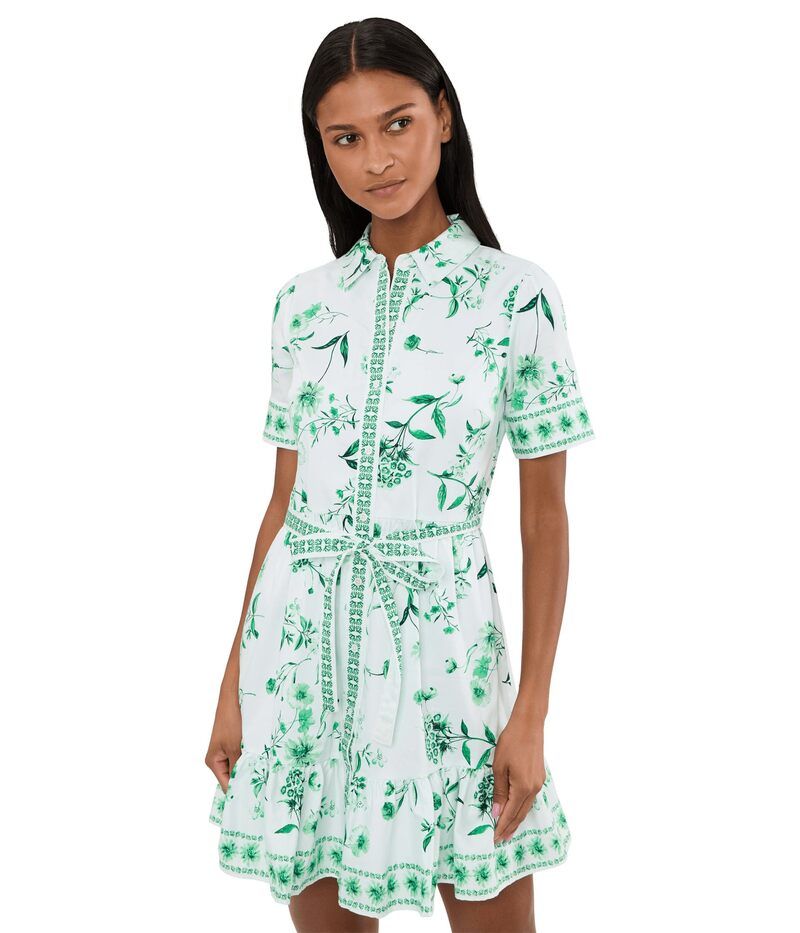 セセ レディース トップス ワンピース ミニ シャツ Cece Tie Waist Mini Shirt Dress Vibrant Kelly