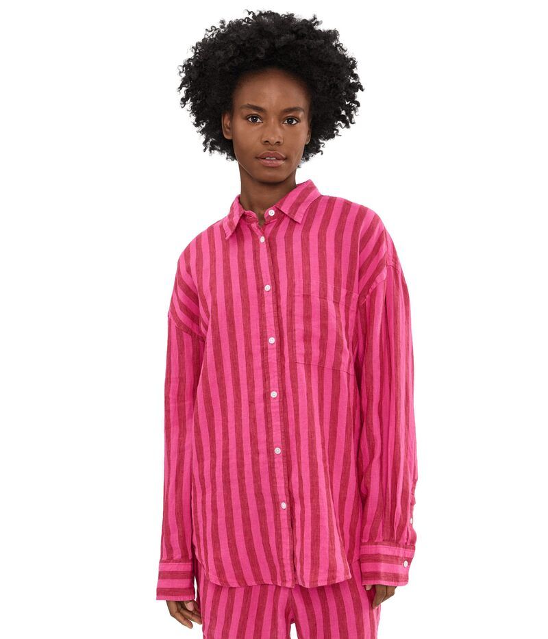 ファレティ レディース トップス シャツ リネン Faherty Laguna Linen Relaxed Shirt Sunset Pop Stri
