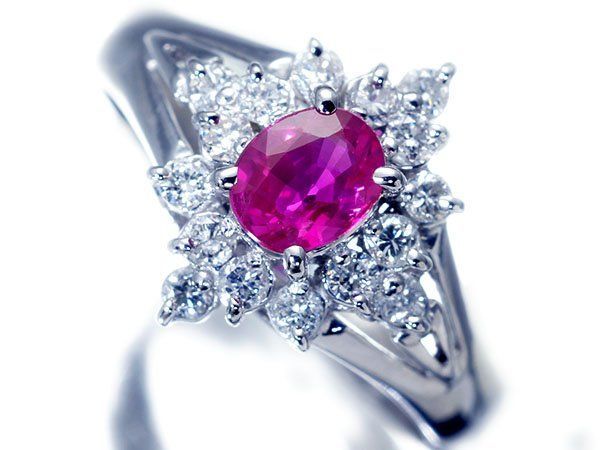 【ジュエリー極】美しいピンクカラー！上質天然ルビー0.52ct＆天然ダイヤモンド0.32ct 高級Pt900リング a3287kr【送料無料】