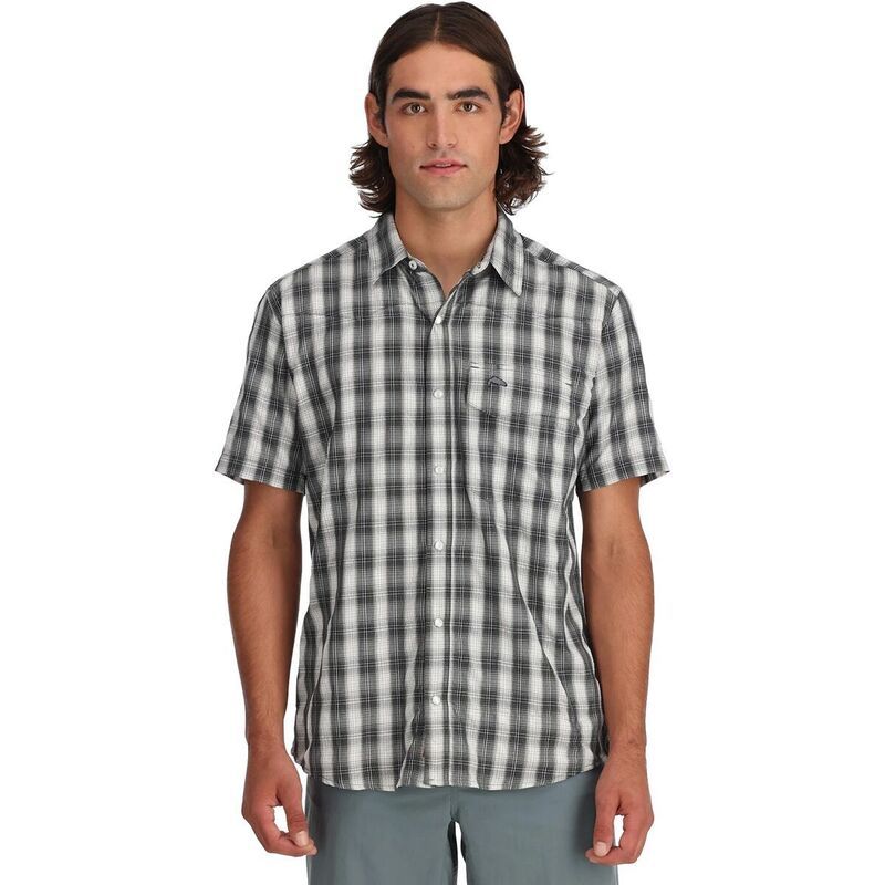 シムズ メンズ トップス シャツ 半袖 Simms Big Sky ShortSleeve Shirt Mens Black Plaid ブラック