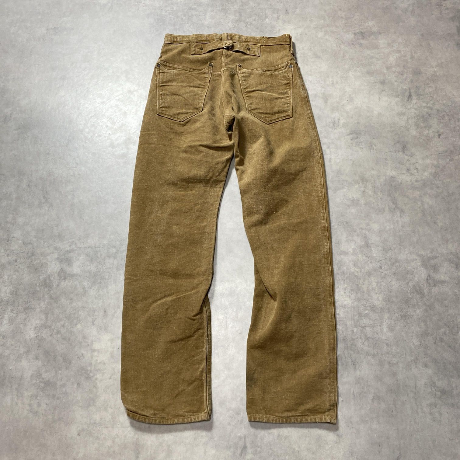 WAREHOUSE コットンリネンワークパンツ　シンチバック GQ5553◇WAREHOUSE：シンチバック ワークパンツ◇30◇ブラウン系