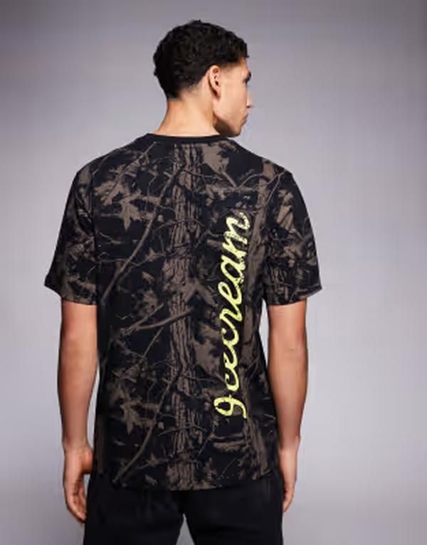アイスクリーム メンズ トップス Tシャツ プリント ICECREAM all over tree camo printshirt Black ブラック