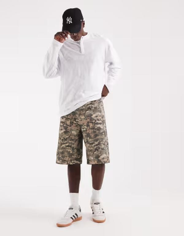 エイソス メンズ ボトムス ハーフパンツ・ショーツ プリント ASOS DESIGN longer length jorts in camo print Camo print