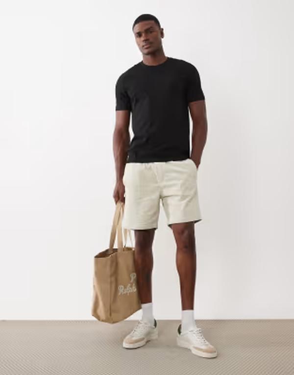 オンリーアンドサンズ メンズ ボトムス ハーフパンツ・ショーツ コーデュロイ ショートパンツ ONLY SONS pull on corduroy shorts in cream Silver Lining シルバー