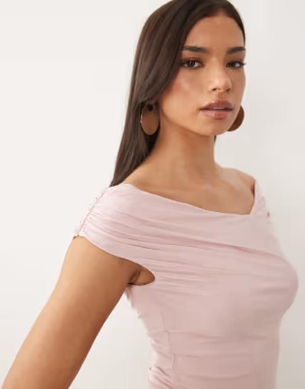 エイソス レディース トップス シャツ ギャザー ASOS DESIGN ruched shoulder grazer topink ピンク