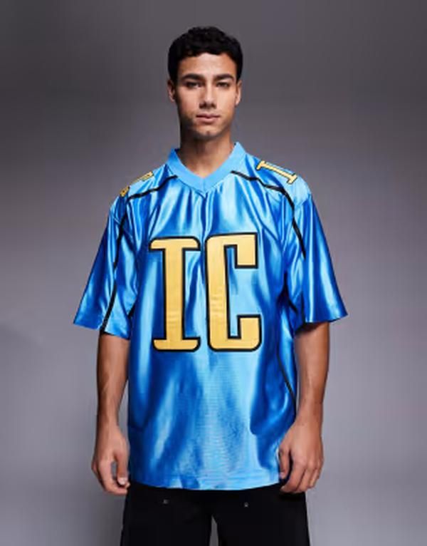 アイスクリーム メンズ トップス Tシャツ ジャージー ロゴ ICECREAM logo football jersey BLUE ブルー