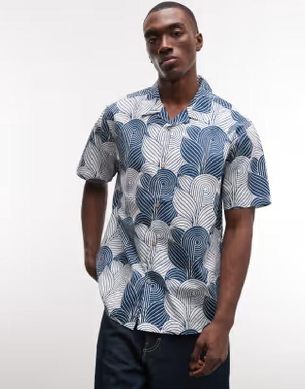 パルレ メンズ トップス シャツ Parlez short sleeve paragon pattern button up shirt multi Blue multi ブルー
